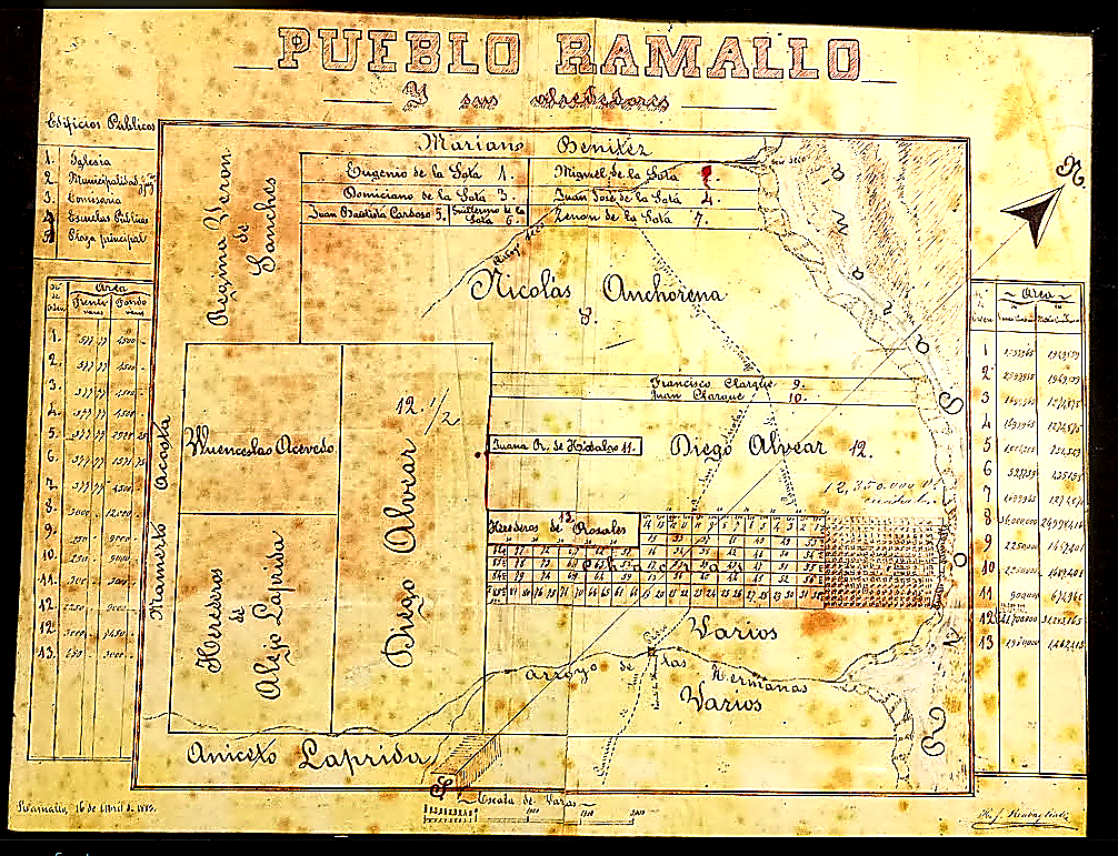 Mapa antiguo de Pueblo Ramallo y sus alrededores